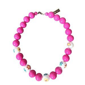 100% Genuine Lucite 18" Chunky Bobble Statement Necklace Barbie Fuchsia Pink